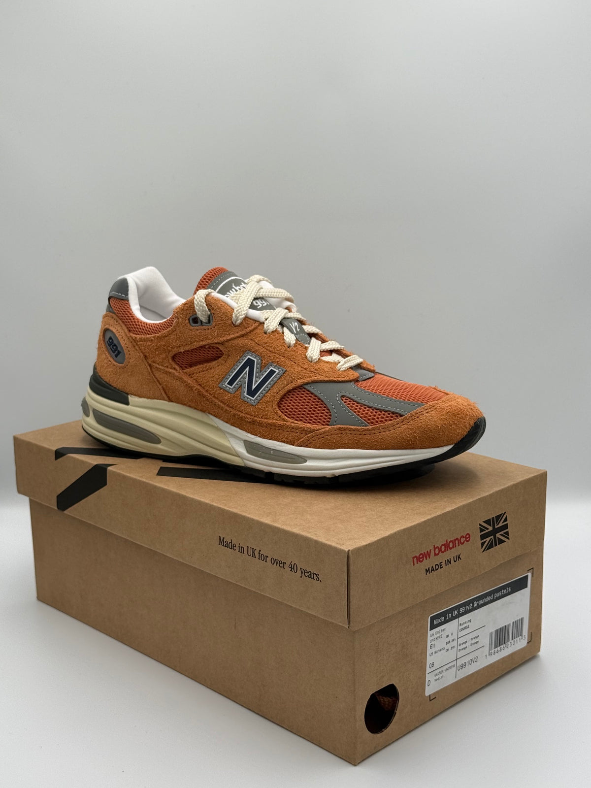 New Balance 991v2 Grounded Pastels Orange, Size UK6